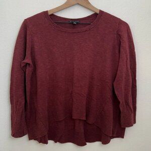 Eileen Fisher Long Sleeve Sweater Organic Linen Cotton Blend Hi Low Hem XL